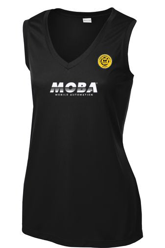 MOBA Sport-Tek Ladies SL V-Neck Tee (Black)