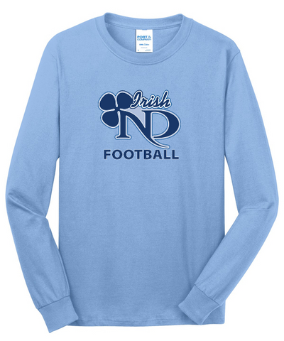 NDHS Football Port & Company LS Cotton Tee (Light Blue)